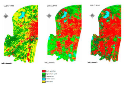 Land use land cover map for 1991, 2003, and 2016 in Chennai