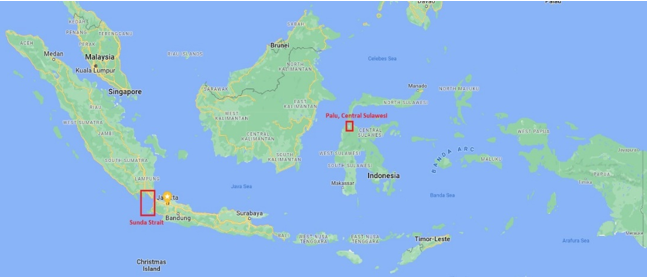 Tsunami Sunda Strait and Palu 2018 Location